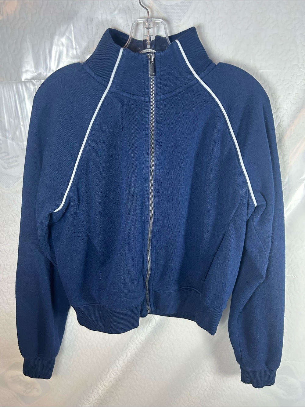 Spanx AirEssentials Pique full zip track jacket in timeless navy